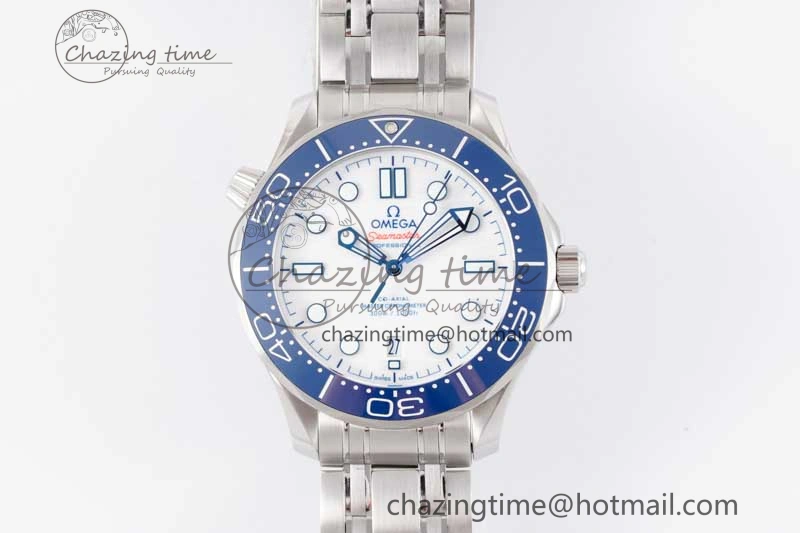 Seamaster Diver 300M SS Blue Ceramic Bezel JVSF 1:1 Best Edition White Dial on SS Bracelet A Classic 7791