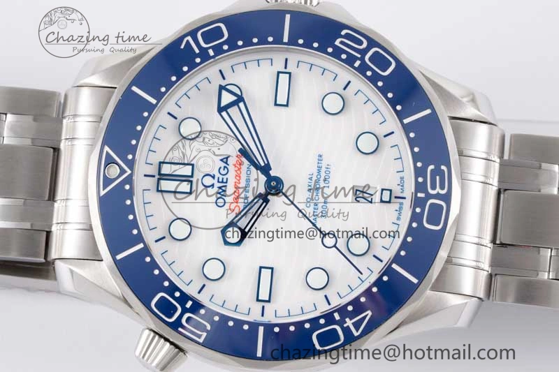 Seamaster Diver 300M SS Blue Ceramic Bezel JVSF 1:1 Best Edition White Dial on SS Bracelet A Classic 7791