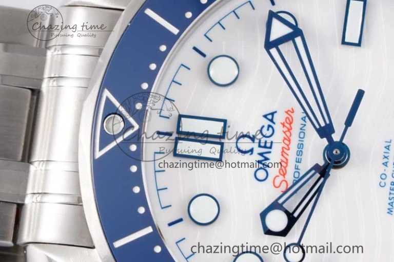 Seamaster Diver 300M SS Blue Ceramic Bezel JVSF 1:1 Best Edition White Dial on SS Bracelet A Classic 7791