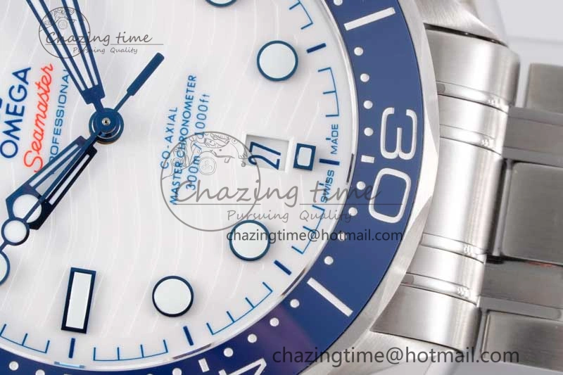 Seamaster Diver 300M SS Blue Ceramic Bezel JVSF 1:1 Best Edition White Dial on SS Bracelet A Classic 7791