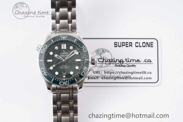 Seamaster Diver 300M SS Green Ceramic Bezel JVSF 1:1 Best Edition Green Dial on SS Bracelet A OnTrend 7788
