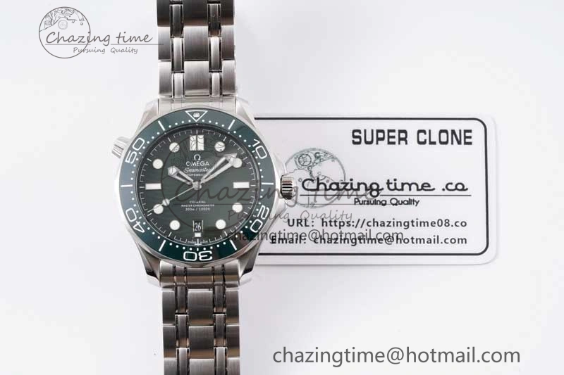 Seamaster Diver 300M SS Green Ceramic Bezel JVSF 1:1 Best Edition Green Dial on SS Bracelet A OnTrend 7788