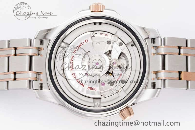 EyeCatching Seamaster Diver 300M SS RG Black Ceramic Bezel JVSF 1:1 Best Edition Black Dial on SS RG Bracelet A 7786