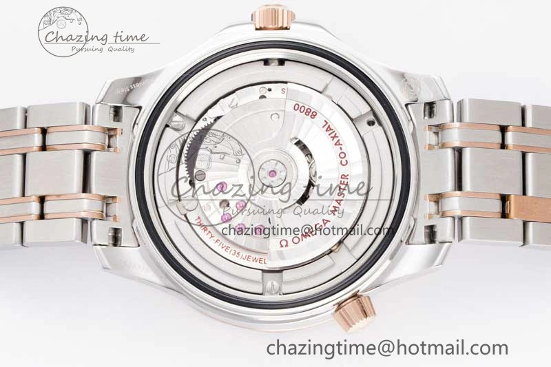 EyeCatching Seamaster Diver 300M SS RG Black Ceramic Bezel JVSF 1:1 Best Edition Black Dial on SS RG Bracelet A 7786