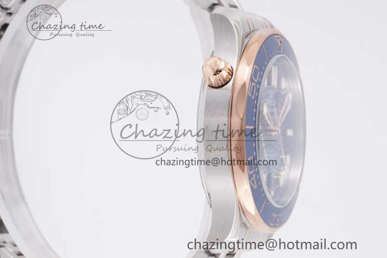 SunProtective Seamaster Diver 300M SS RG Blue Ceramic Bezel JVSF 1:1 Best Edition Blue Dial on SS RG Bracelet A 7785