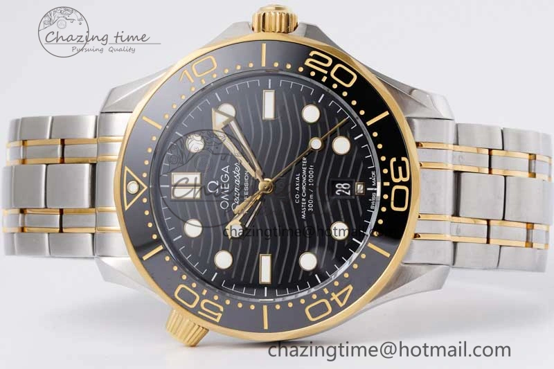 Packable Seamaster Diver 300M SS YG Black Ceramic Bezel JVSF 1:1 Best Edition Black Dial on SS YG Bracelet A 7787