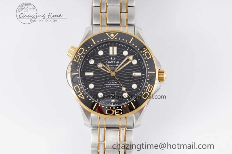 Packable Seamaster Diver 300M SS YG Black Ceramic Bezel JVSF 1:1 Best Edition Black Dial on SS YG Bracelet A 7787