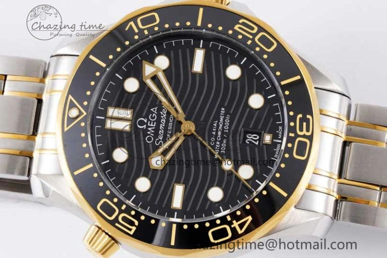 Packable Seamaster Diver 300M SS YG Black Ceramic Bezel JVSF 1:1 Best Edition Black Dial on SS YG Bracelet A 7787