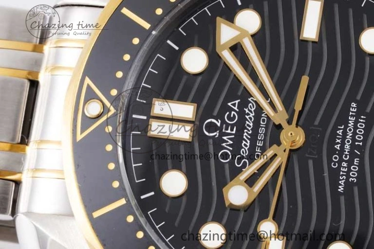 Packable Seamaster Diver 300M SS YG Black Ceramic Bezel JVSF 1:1 Best Edition Black Dial on SS YG Bracelet A 7787