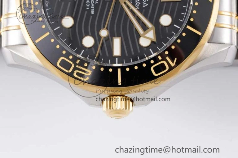 Packable Seamaster Diver 300M SS YG Black Ceramic Bezel JVSF 1:1 Best Edition Black Dial on SS YG Bracelet A 7787
