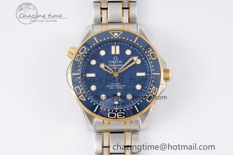 Seamaster Diver 300M SS YG Blue Ceramic Bezel JVSF 1:1 Best Edition Blue Dial on SS YG Bracelet A EyeCatching 7784