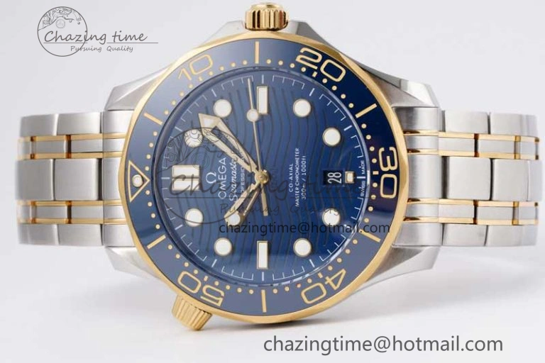 Seamaster Diver 300M SS YG Blue Ceramic Bezel JVSF 1:1 Best Edition Blue Dial on SS YG Bracelet A EyeCatching 7784