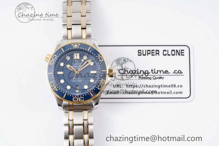 Seamaster Diver 300M SS YG Blue Ceramic Bezel JVSF 1:1 Best Edition Blue Dial on SS YG Bracelet A EyeCatching 7784