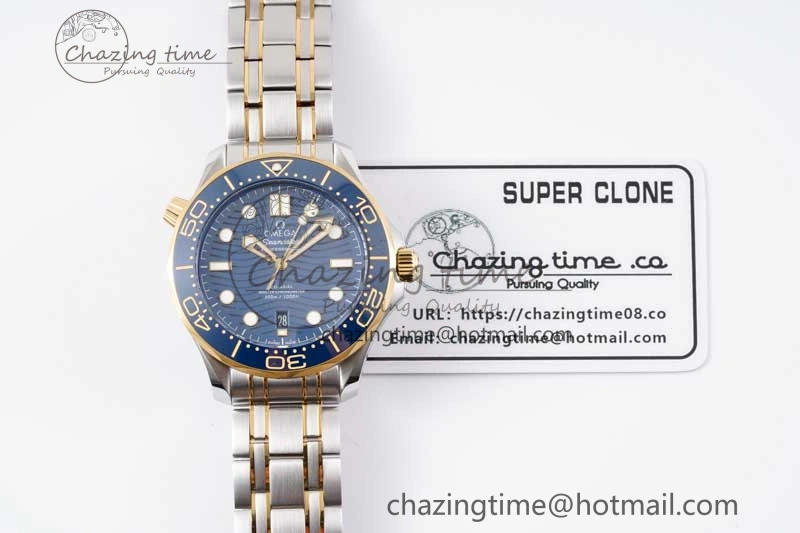 Seamaster Diver 300M SS YG Blue Ceramic Bezel JVSF 1:1 Best Edition Blue Dial on SS YG Bracelet A EyeCatching 7784