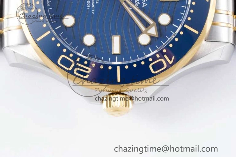 Seamaster Diver 300M SS YG Blue Ceramic Bezel JVSF 1:1 Best Edition Blue Dial on SS YG Bracelet A EyeCatching 7784
