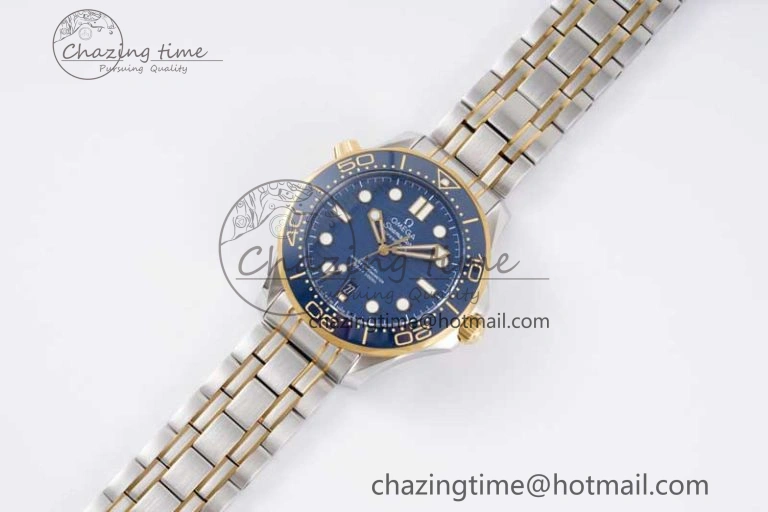 Seamaster Diver 300M SS YG Blue Ceramic Bezel JVSF 1:1 Best Edition Blue Dial on SS YG Bracelet A EyeCatching 7784