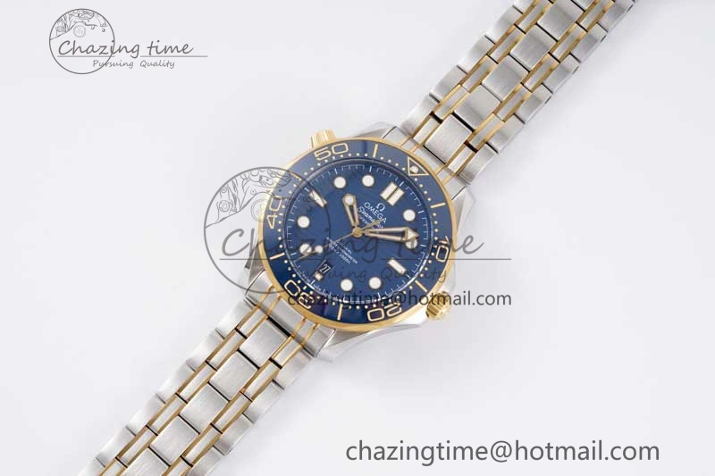 Seamaster Diver 300M SS YG Blue Ceramic Bezel JVSF 1:1 Best Edition Blue Dial on SS YG Bracelet A EyeCatching 7784