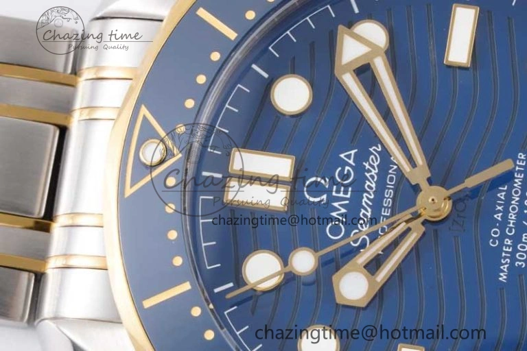 Seamaster Diver 300M SS YG Blue Ceramic Bezel JVSF 1:1 Best Edition Blue Dial on SS YG Bracelet A EyeCatching 7784