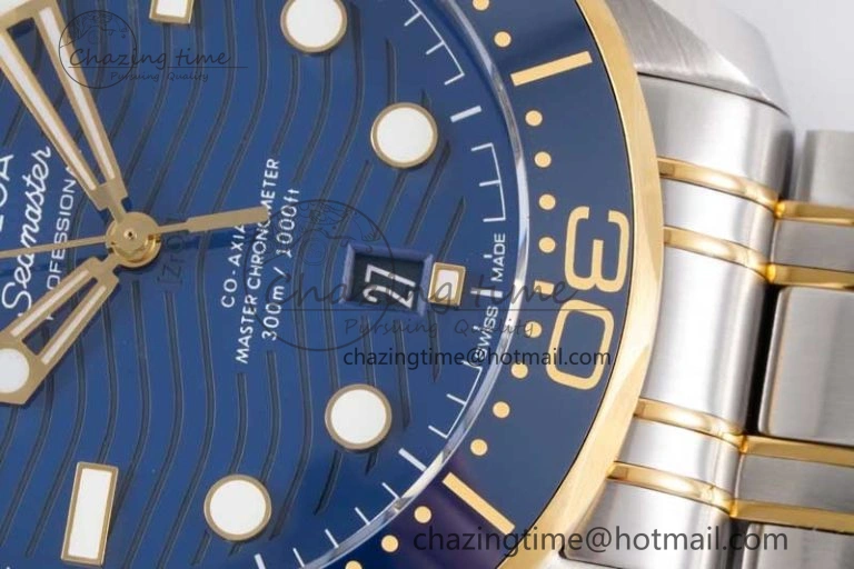 Seamaster Diver 300M SS YG Blue Ceramic Bezel JVSF 1:1 Best Edition Blue Dial on SS YG Bracelet A EyeCatching 7784