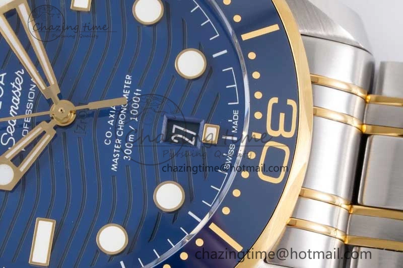 Seamaster Diver 300M SS YG Blue Ceramic Bezel JVSF 1:1 Best Edition Blue Dial on SS YG Bracelet A EyeCatching 7784