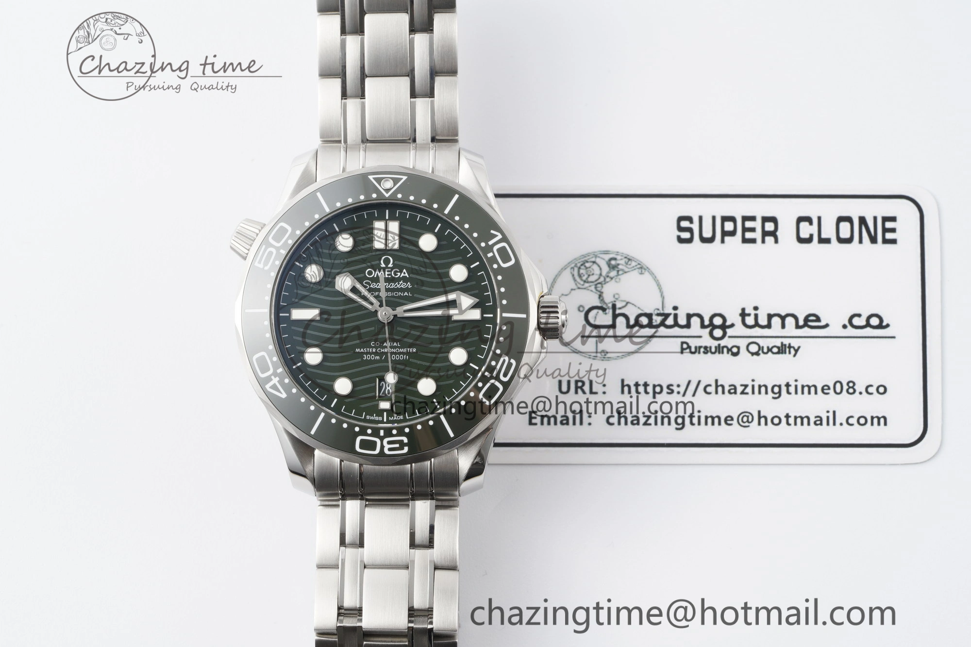 Supportive Seamaster Diver 300M VSF 1:1 Best Edition Green Ceramic Green Dial on SS Bracelet A8800 V 7824