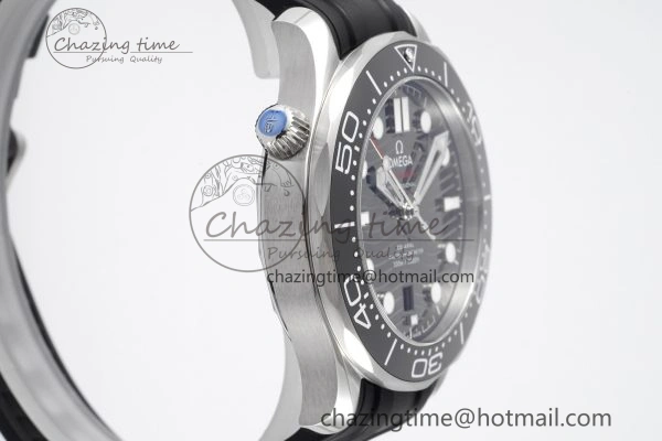 Seamaster Diver 300M ZF 1:1 Best Edition Black Ceramic Black Dial on Black Rubber Strap A Lightweight 7821