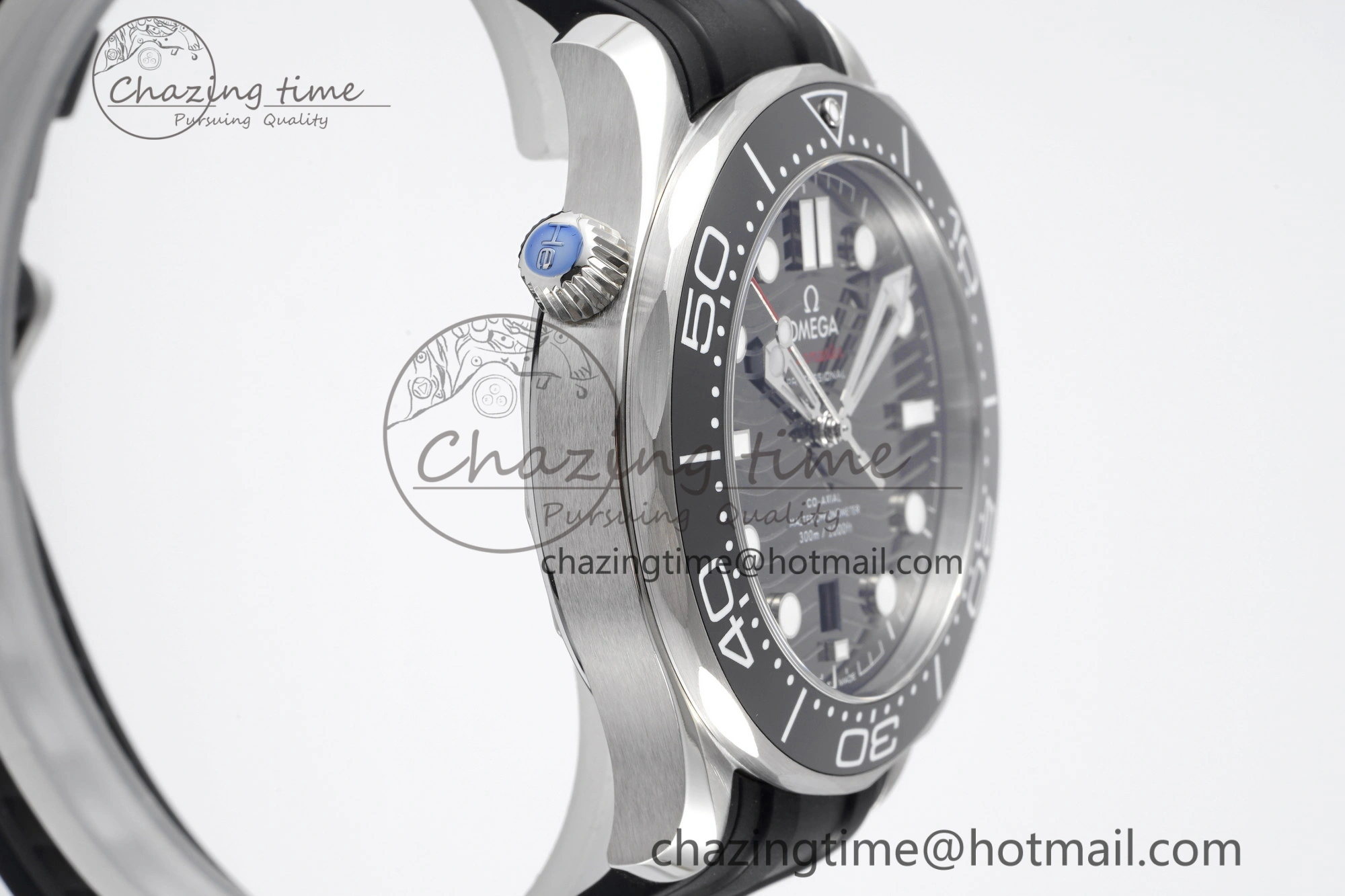 Seamaster Diver 300M ZF 1:1 Best Edition Black Ceramic Black Dial on Black Rubber Strap A Lightweight 7821