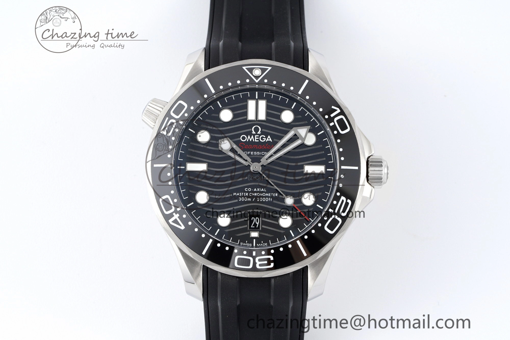 Seamaster Diver 300M ZF 1:1 Best Edition Black Ceramic Black Dial on Black Rubber Strap A Lightweight 7821