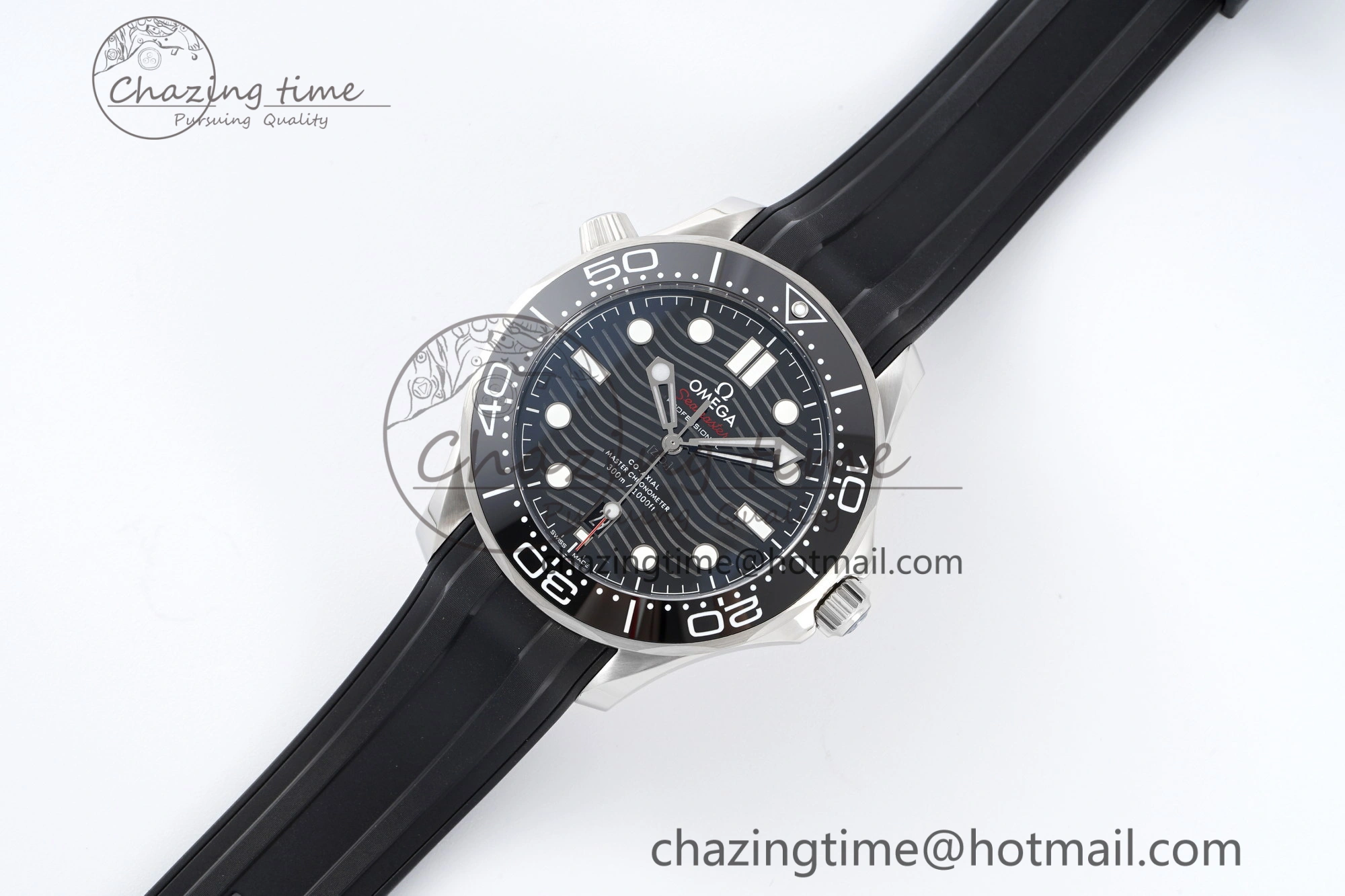 Seamaster Diver 300M ZF 1:1 Best Edition Black Ceramic Black Dial on Black Rubber Strap A Lightweight 7821