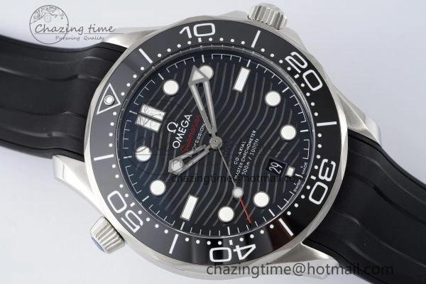 Seamaster Diver 300M ZF 1:1 Best Edition Black Ceramic Black Dial on Black Rubber Strap A Lightweight 7821