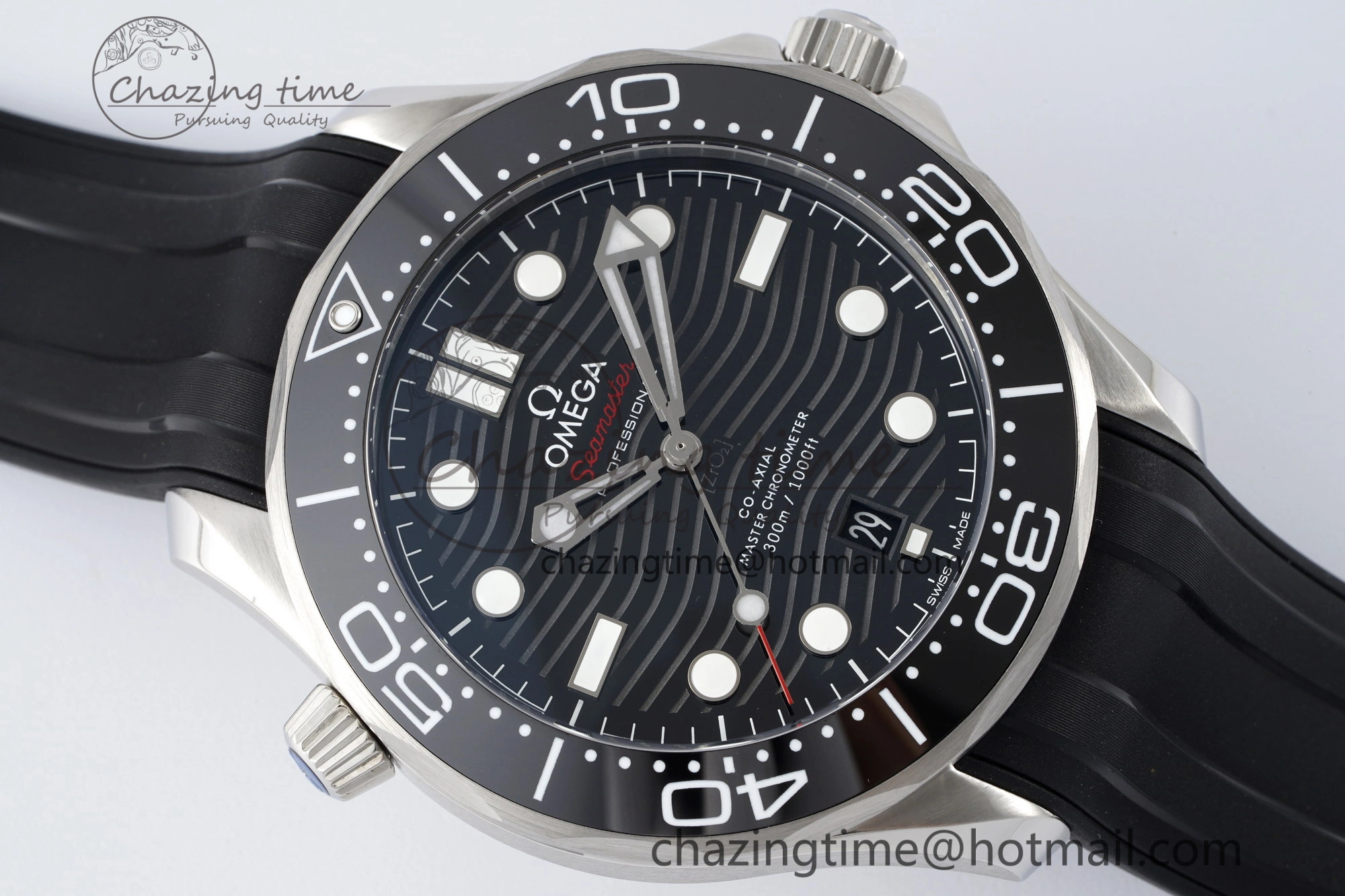 Seamaster Diver 300M ZF 1:1 Best Edition Black Ceramic Black Dial on Black Rubber Strap A Lightweight 7821