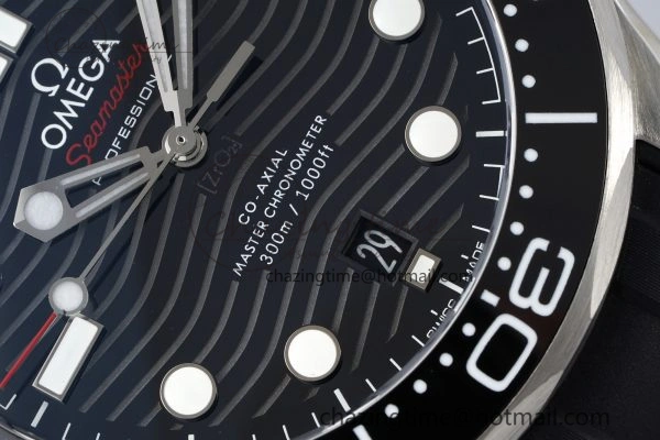 Seamaster Diver 300M ZF 1:1 Best Edition Black Ceramic Black Dial on Black Rubber Strap A Lightweight 7821