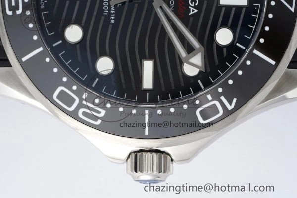 Seamaster Diver 300M ZF 1:1 Best Edition Black Ceramic Black Dial on Black Rubber Strap A Lightweight 7821