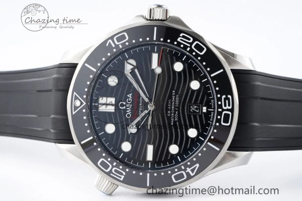 Seamaster Diver 300M ZF 1:1 Best Edition Black Ceramic Black Dial on Black Rubber Strap A Lightweight 7821