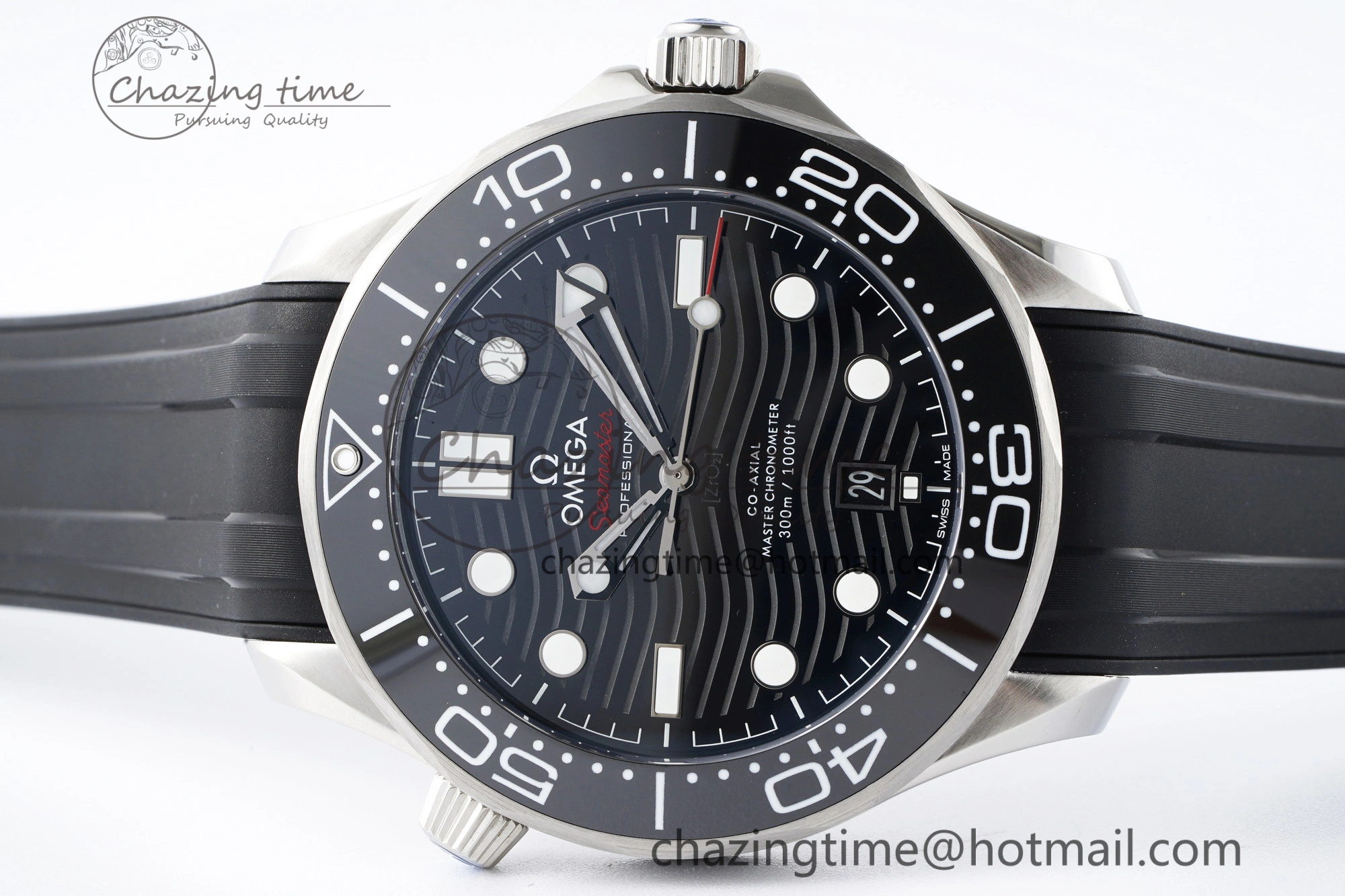 Seamaster Diver 300M ZF 1:1 Best Edition Black Ceramic Black Dial on Black Rubber Strap A Lightweight 7821
