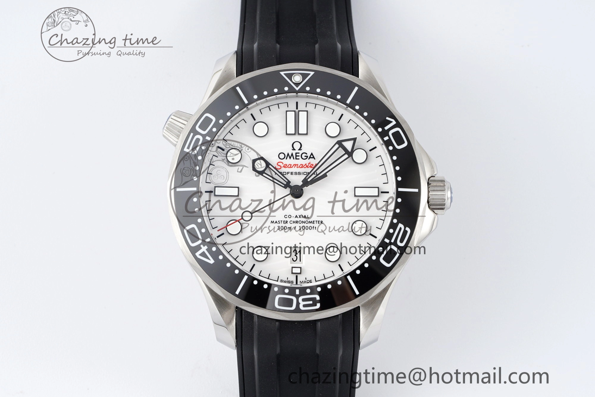 Seamaster Diver 300M ZF 1:1 Best Edition Black Ceramic White Dial on Black Rubber Strap A Comfortable 7819