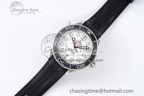 Seamaster Diver 300M ZF 1:1 Best Edition Black Ceramic White Dial on Black Rubber Strap A Comfortable 7819
