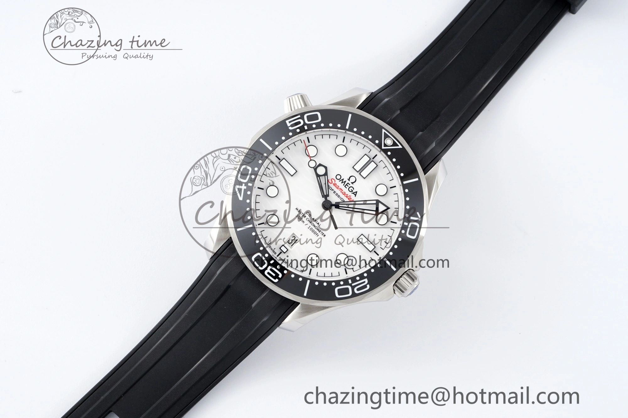 Seamaster Diver 300M ZF 1:1 Best Edition Black Ceramic White Dial on Black Rubber Strap A Comfortable 7819