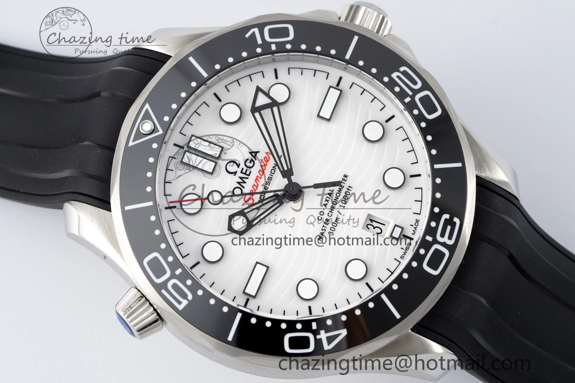 Seamaster Diver 300M ZF 1:1 Best Edition Black Ceramic White Dial on Black Rubber Strap A Comfortable 7819
