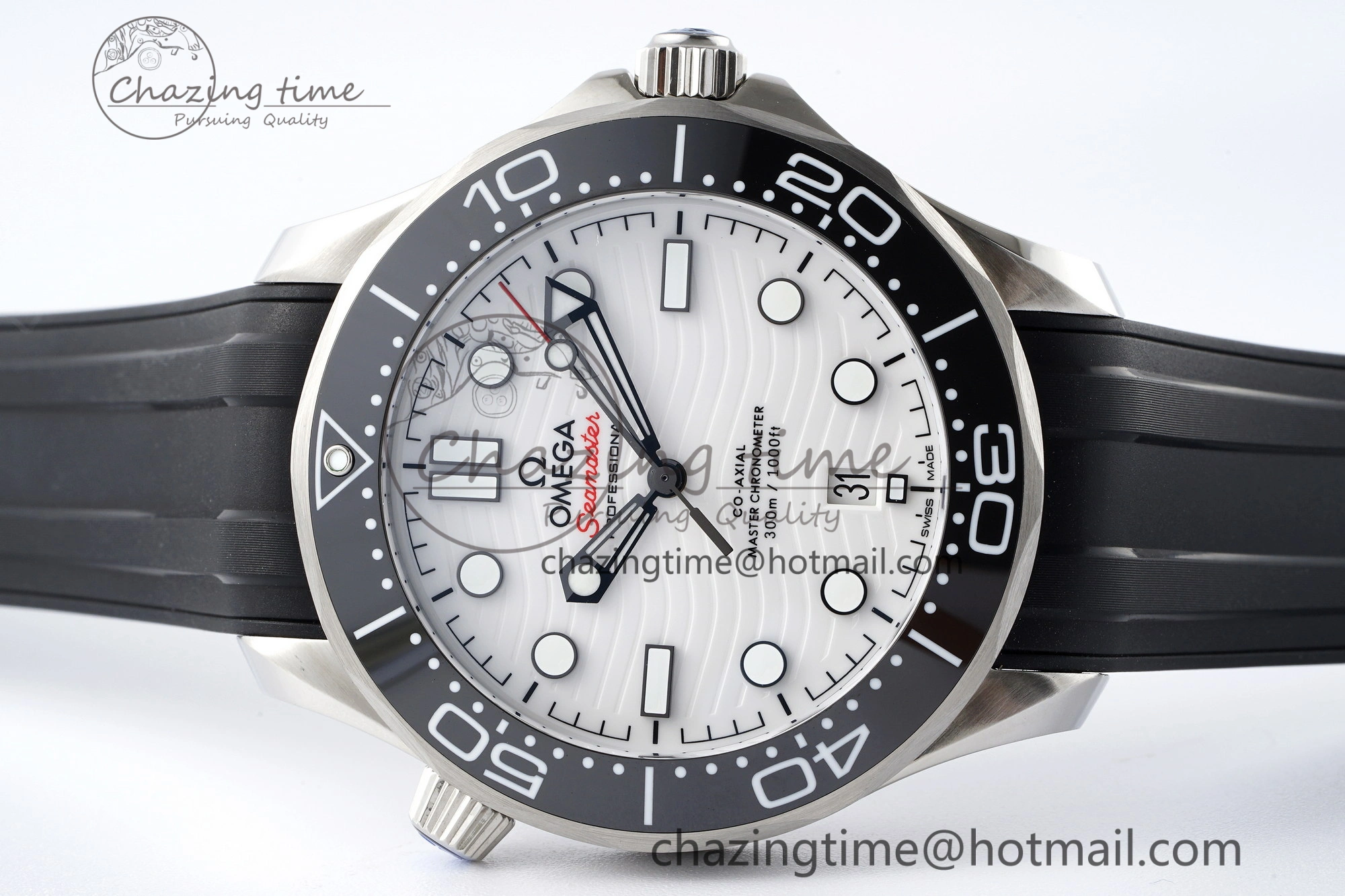 Seamaster Diver 300M ZF 1:1 Best Edition Black Ceramic White Dial on Black Rubber Strap A Comfortable 7819