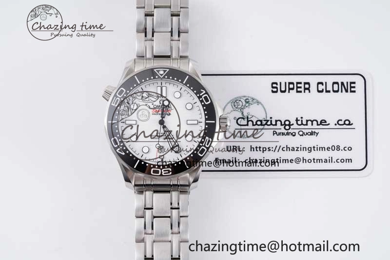 Seamaster Diver 300M ZF 1:1 Best Edition Black Ceramic White Dial on SS Bracelet A UrbanStyle 7845