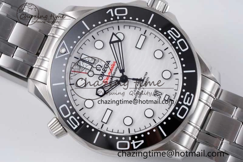 Seamaster Diver 300M ZF 1:1 Best Edition Black Ceramic White Dial on SS Bracelet A UrbanStyle 7845