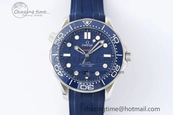 UrbanStyle Seamaster Diver 300M ZF 1:1 Best Edition Blue Ceramic Blue Dial on Blue Rubber Strap A 7822