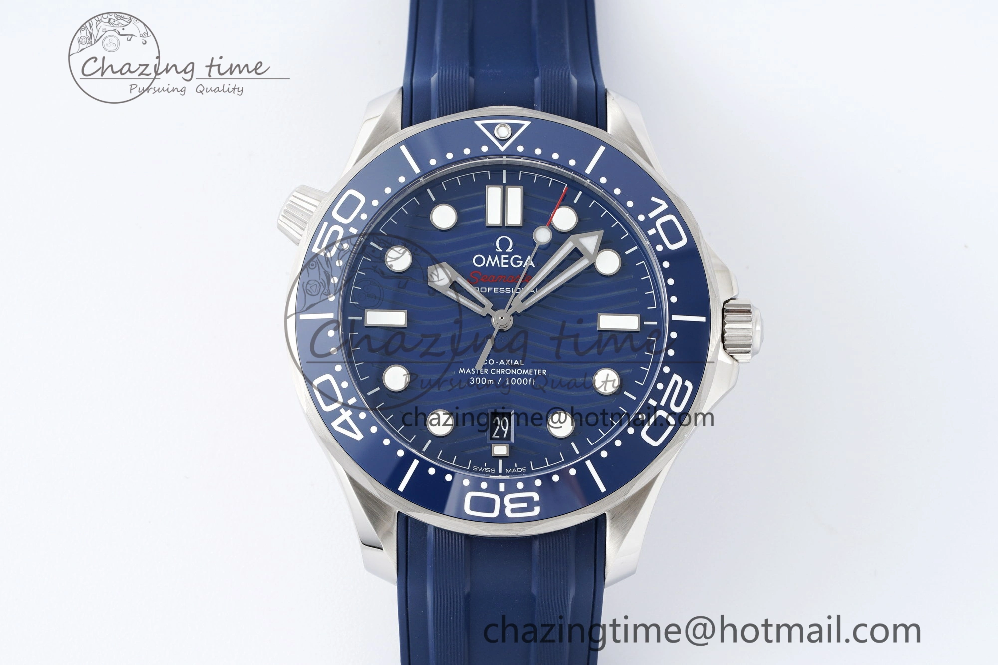 UrbanStyle Seamaster Diver 300M ZF 1:1 Best Edition Blue Ceramic Blue Dial on Blue Rubber Strap A 7822