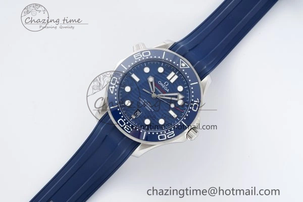 UrbanStyle Seamaster Diver 300M ZF 1:1 Best Edition Blue Ceramic Blue Dial on Blue Rubber Strap A 7822