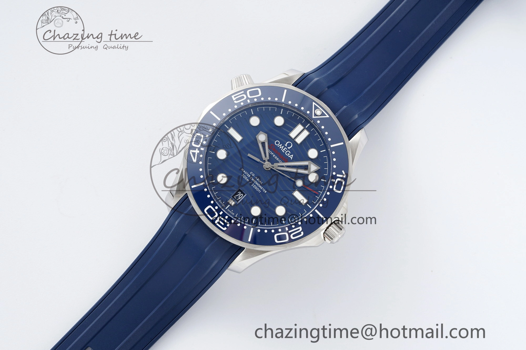 UrbanStyle Seamaster Diver 300M ZF 1:1 Best Edition Blue Ceramic Blue Dial on Blue Rubber Strap A 7822