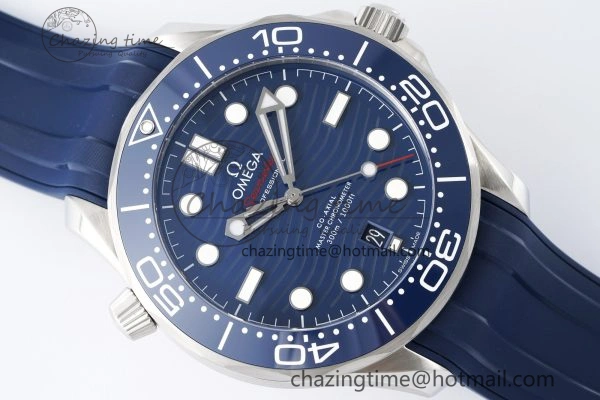 UrbanStyle Seamaster Diver 300M ZF 1:1 Best Edition Blue Ceramic Blue Dial on Blue Rubber Strap A 7822