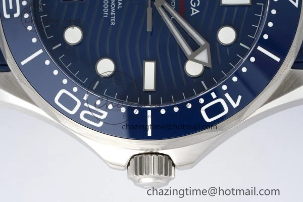 UrbanStyle Seamaster Diver 300M ZF 1:1 Best Edition Blue Ceramic Blue Dial on Blue Rubber Strap A 7822