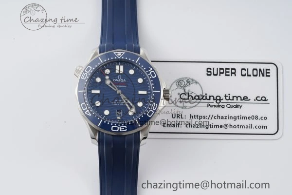 UrbanStyle Seamaster Diver 300M ZF 1:1 Best Edition Blue Ceramic Blue Dial on Blue Rubber Strap A 7822