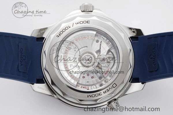 Seamaster Diver 300M ZF 1:1 Best Edition Blue Ceramic Gray Dial on Blue Rubber Strap A WrinkleFree 7735
